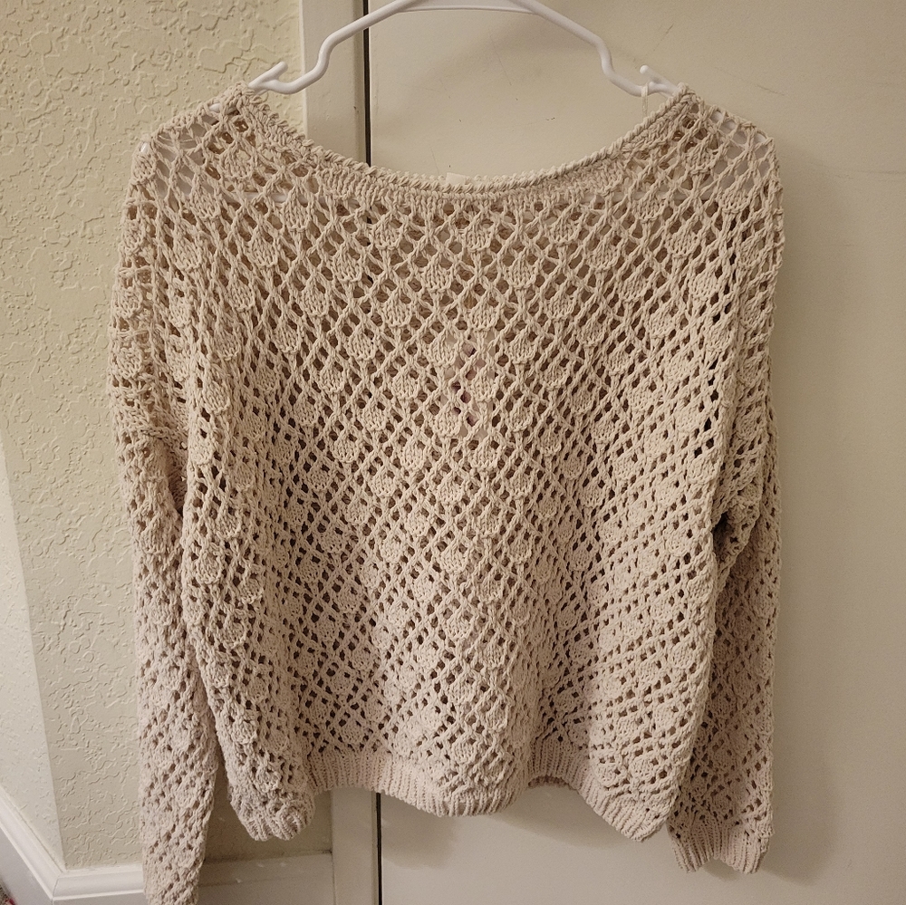 Crochet beige sweater in medium